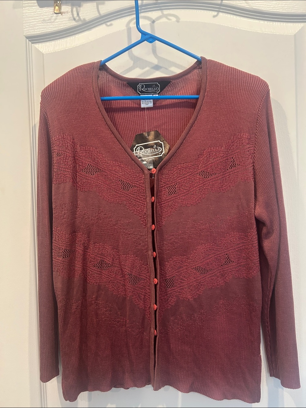Vintage new Rochelle California mauve dusty rose Button cardigan medium gorgeous